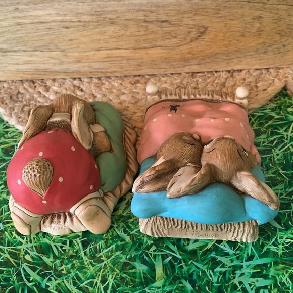 Vintage Pendelfin, Sleeping rabbit ceramic figurines set (4 pieces), EUC - Picture 4 of 15